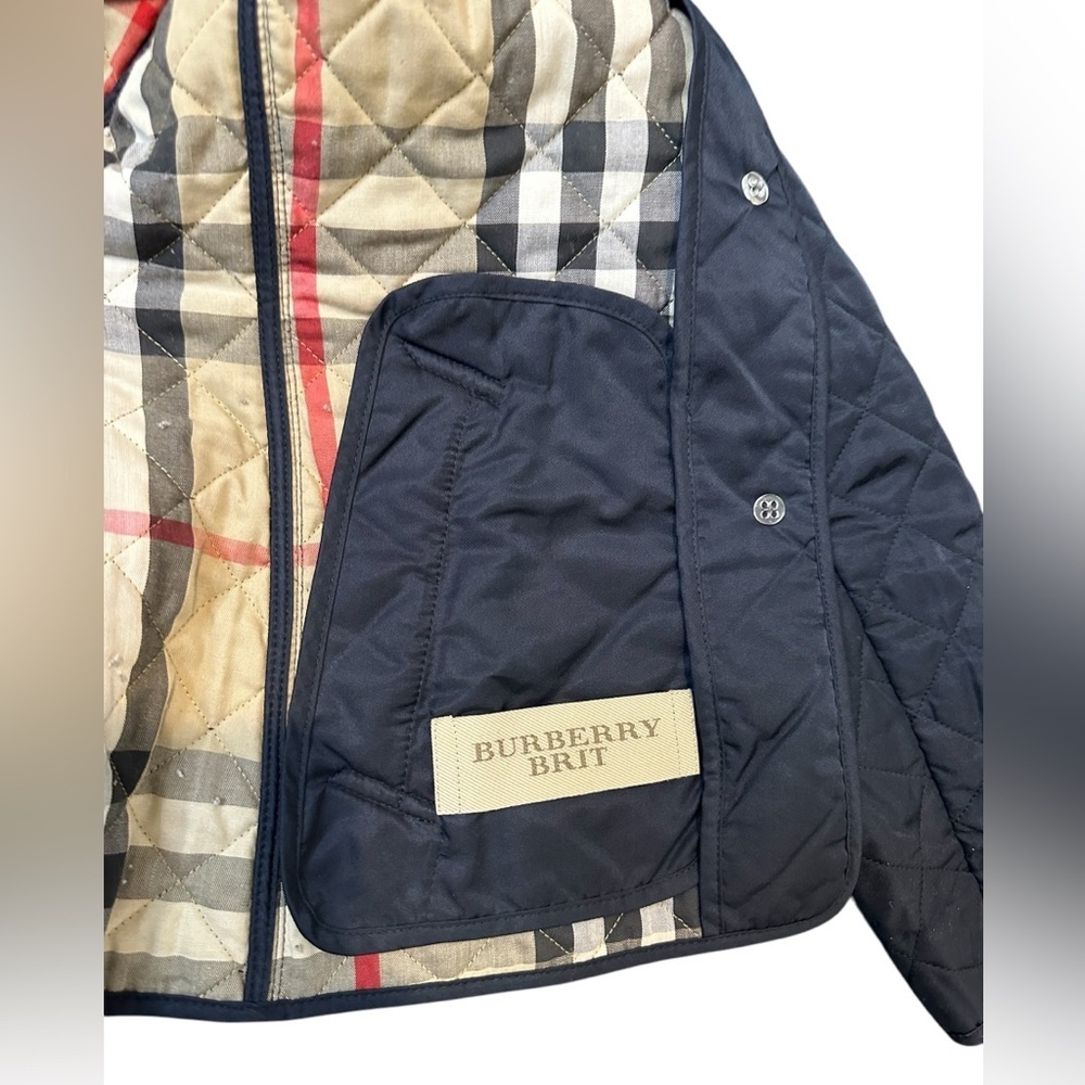 BURBERRY BRIT Quilted Black Jacket Coat Blazer Nova Check Lined Size XS - Picture 8 of 16